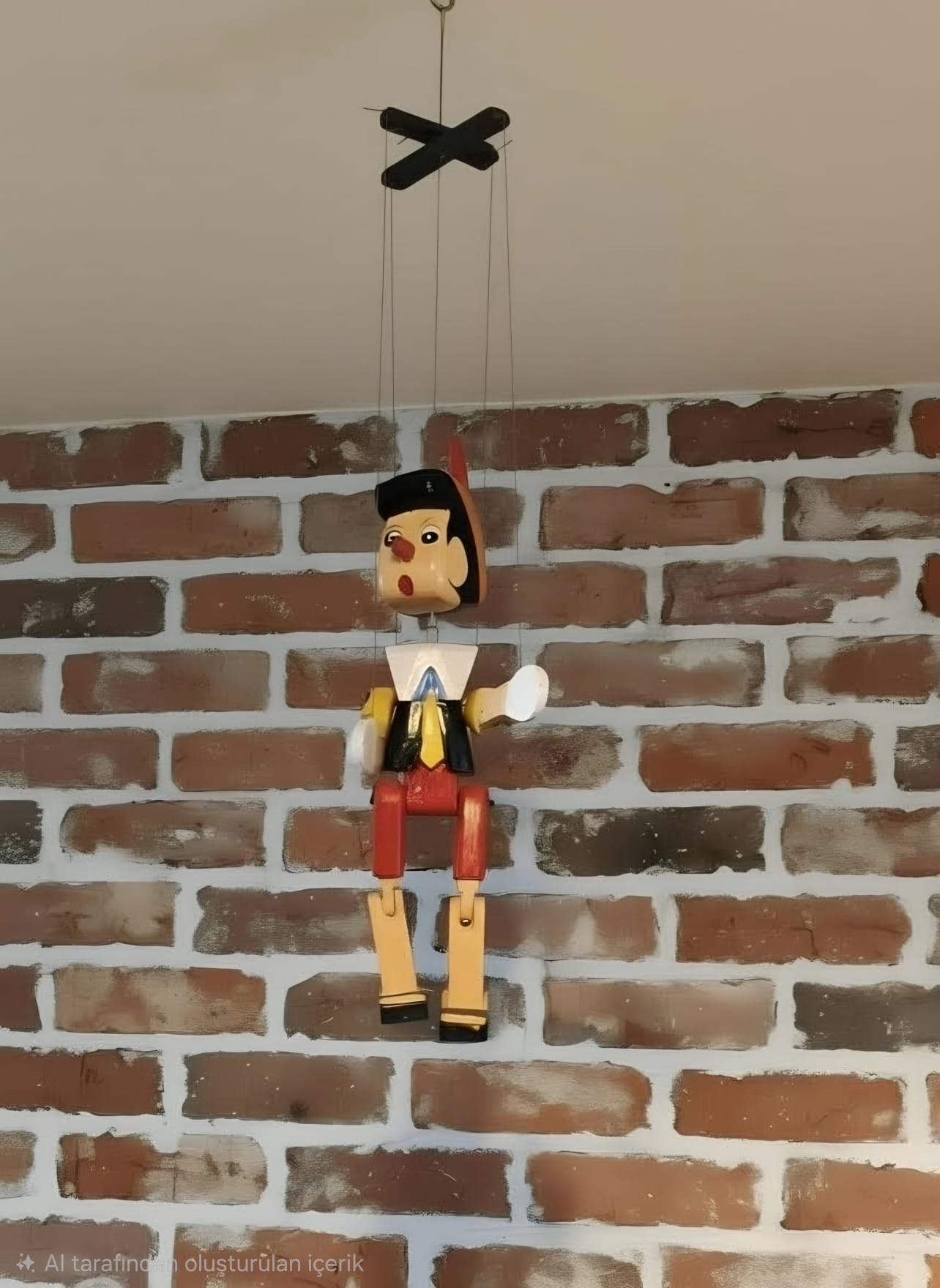 Pinokyo Ahşap Kukla - El Yapımı Dekoratif Figür (40cm)